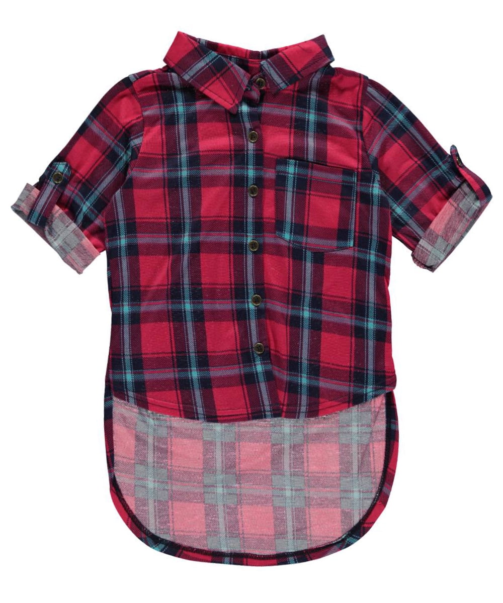 Chillipop Girls Woven Button Down Denim Blouse