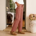 thumbnail image 5 of Women's Daily Elastic Waist Straight Leg Pants with Pockets Solid Color Loose Trousers, 5 of 7