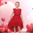 thumbnail image 4 of Sunny Fashion Girls Dress Solid Ruffle Cap Sleeve Belt Hi-lo Pageant Wedding Formal 7 Years, 4 of 7