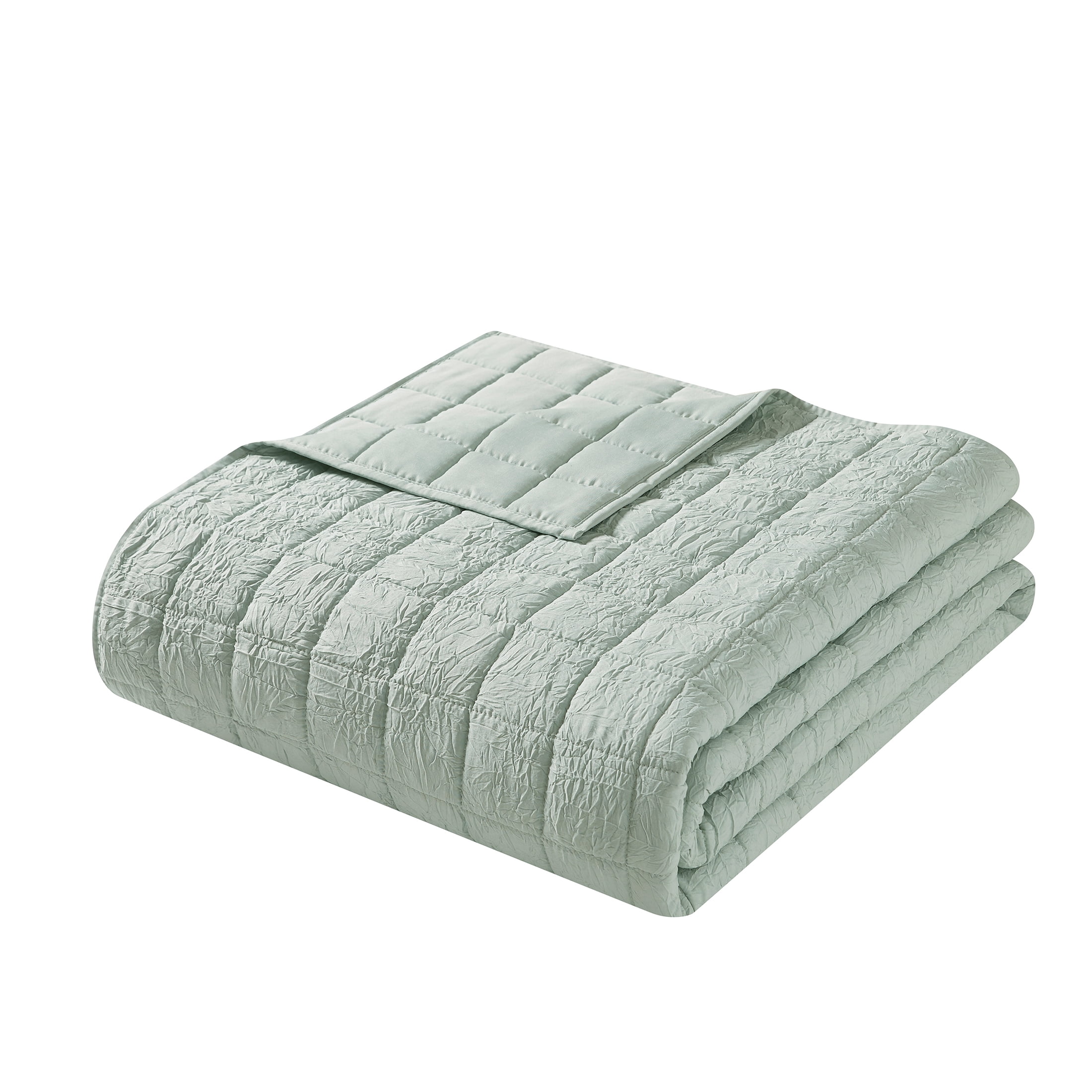 Mainstays Crinkle Quilt, Twin/XL, Light Green, Soft Wash Microfiber Bedding