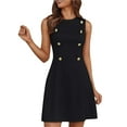 thumbnail image 2 of hotojiny Formal Dresses for Women Summer Sleeveless Button Elegant Mini Dresses Slim Crew Neck A-Line Flowy Cocktail Dresses, 2 of 7