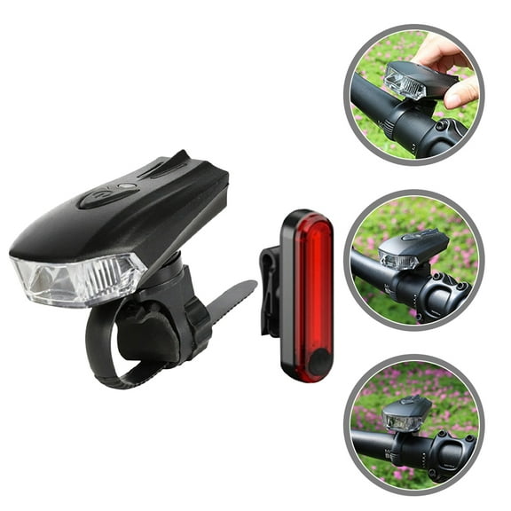 IMIKEYA 1Set Lightweight Black Bike Light Set with USB Rechargeable Front and Rear Lamps for Outdoor