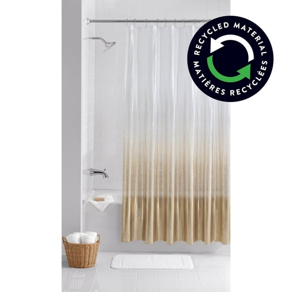 Mainstays Twilight Waterproof PEVA Shower Curtain, Made with Recycled PEVA, 70" x 72", Gold