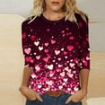 thumbnail image 4 of Conairie 3/4 Sleeve Shirts for Women ValentinesClassic Heart Print Casual Crew Neck Long Sleeve Casual Tunic T Shirt Comfy Soft Blouses Pullover Outfits Red XXL, 4 of 4