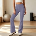 thumbnail image 5 of CFLVAEK Yoga Pants for Women with Pockets Casual Wide Leg Leggings Comfort Stretch High Waisted Workout Pant Purple S, 5 of 8