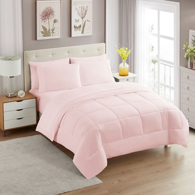 Set de edredón King Size Sweet Home Collection, color rosa pálido