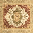 thumbnail image 1 of Ahgly Company Machine Washable Indoor Square Abstract Brown Modern Area Rugs, 5' Square, 1 of 4