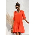 thumbnail image 4 of QINCAO Women Dresses Summer Dress V-Neck Short Sleeve T-Shirt Dress Babydoll Ruffles Casual Mini Female Dress, 4 of 8