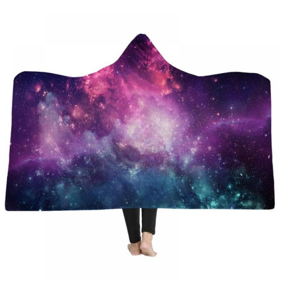 ETOSHPY 1 PC Printed Ultra Soft Hooded Blanket Wearable Nap Blanket Throw Wrap Cloak Cape(Soft Fabric+Plush Material) For Travel, Decorative, Bedding