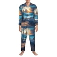 thumbnail image 3 of Balery Ocean View Bedroom Pijama para Hombre de Dos Piezas con Manga Larga, Conjunto de Dormir y Descanso Suave con Bolsillos-Large, 3 of 7