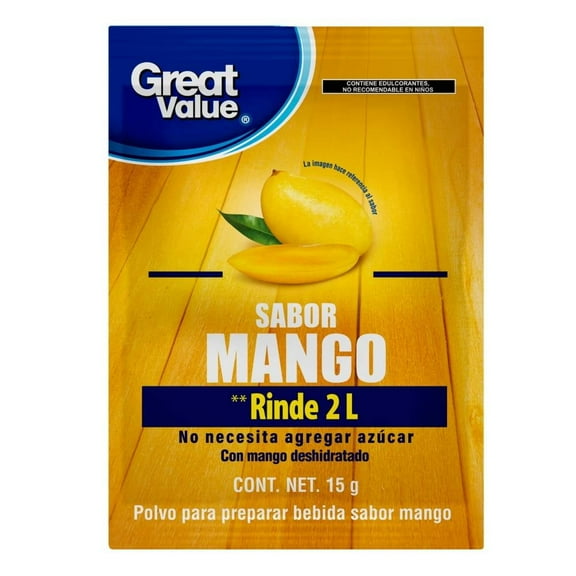 Polvo para preparar bebida Great Value sabor mango 15 g