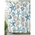 thumbnail image 3 of Blue Beige Coastal Waterproof Fabric Shower Curtain, Summer Beach Nautical Starfish Shell Shower Curtain for Bathroom Curtains Bathtubs Hotel Washable Shower Curtains with 12 Hooks Long 72x78in, 3 of 6