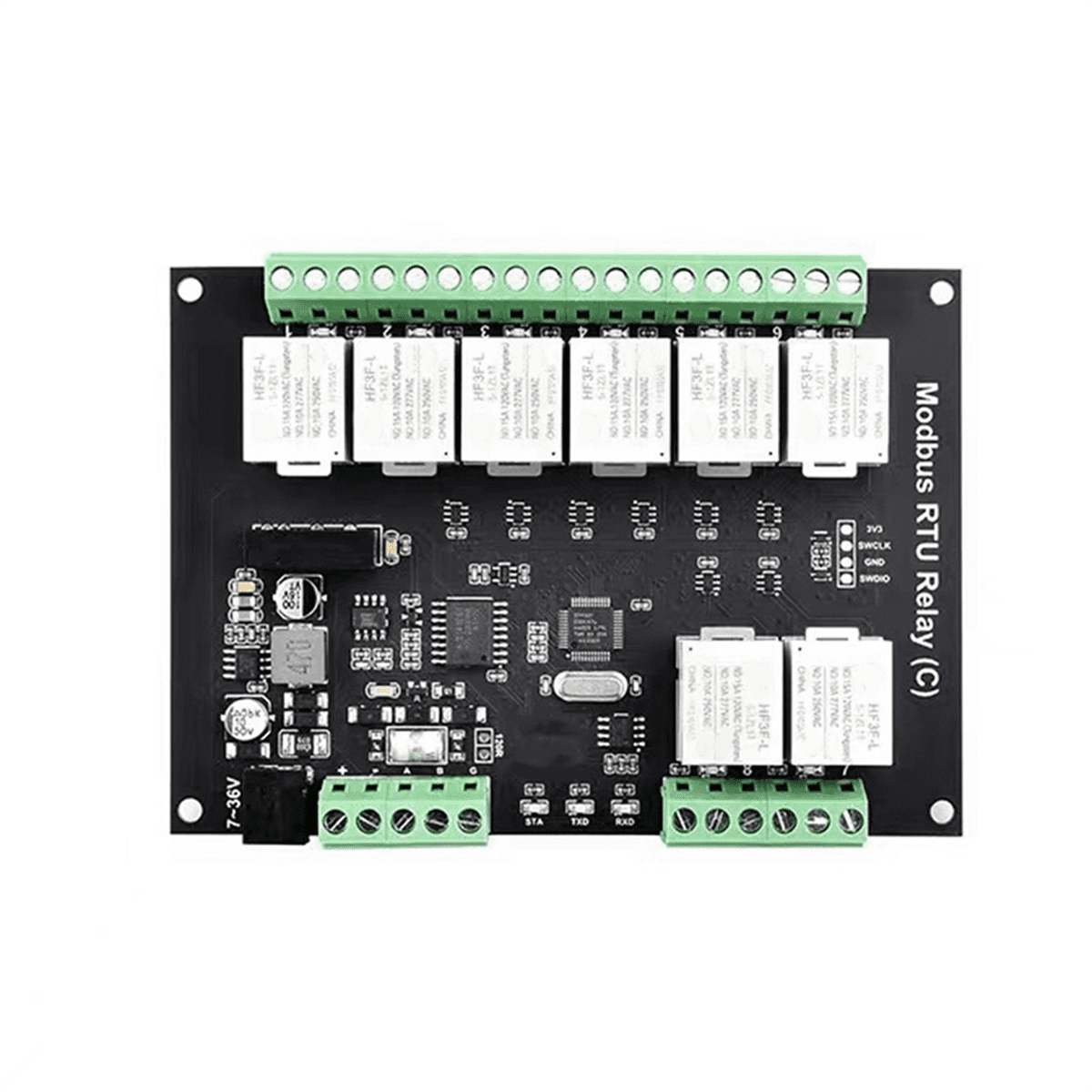 DIN-Rail 8-Channel Relay Module RS485 Magnetic Retention Relay Modbus RTU Protocol Multiple Isolation Protection Circuit,1 * Relay Modules,Black
