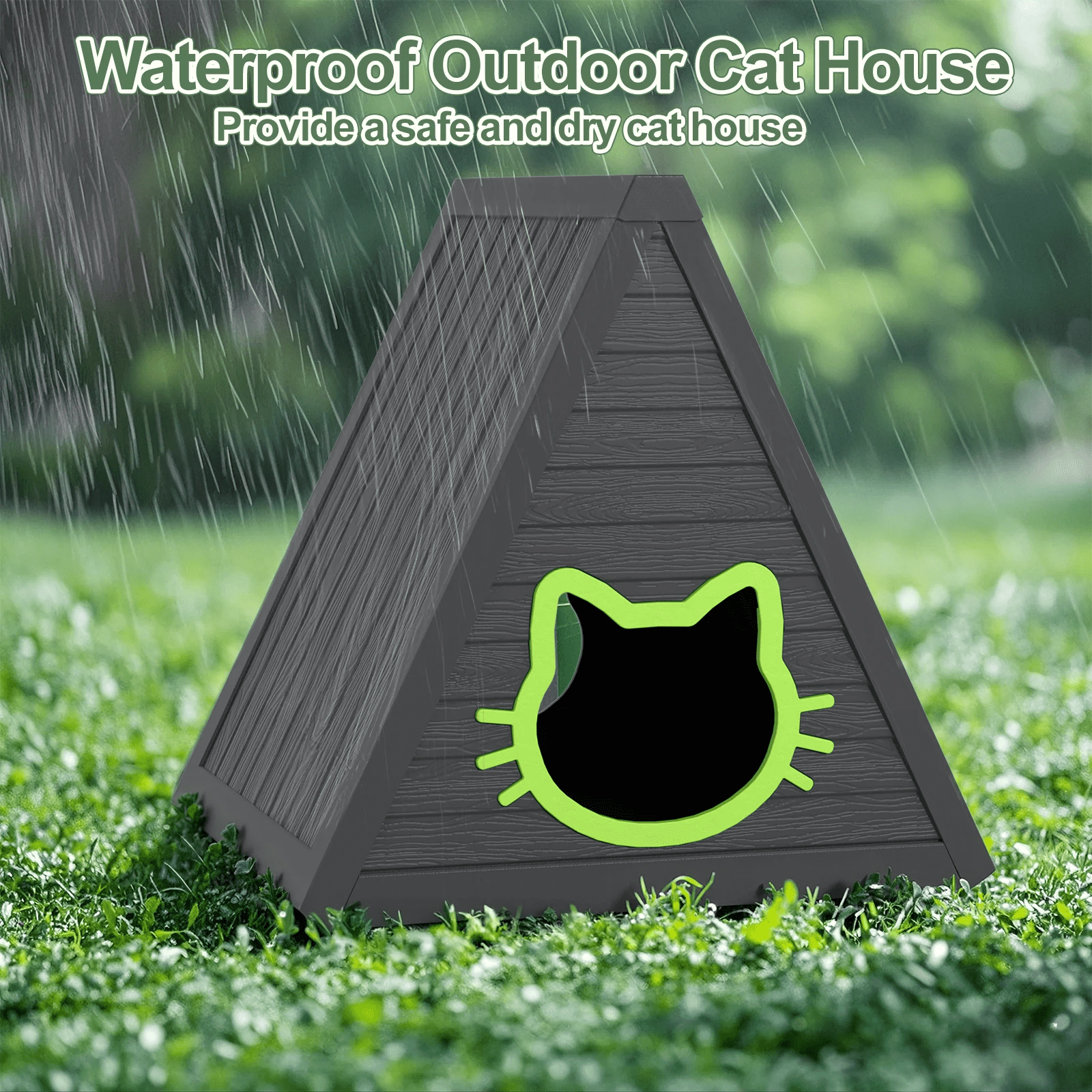 Joxxoaa Cat House for Indoor and Outdoor Cats, Feral Cat Shelter, Suitable for Outdoor Use. Easy to Install and Clean, Ideal for Indoor and Balcony Use.（Black)/(Gray)，Father's Day Gift
