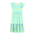 thumbnail image 4 of NaWent Girls Maxi Dress Short Sleeve Casual Long Color Block Dresses with Pockets 6-12 Years Light Blue 10 Years, 4 of 5