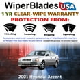 thumbnail image 2 of 2001 Hyundai Accent Beam Wiper Blades Wipers w/1yr Warranty (Set of 2), 2 of 5