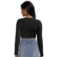 thumbnail image 2 of Women Long Sleeve Scoop Neck Tops Stretch Fitted Casual Tops Tee Slim Fit Fall Going Out Sexy Basic Shirts, 2 of 6