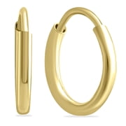 SZUL Women's 10mm Endless 14K Yellow Gold Filled Thin Hoop Earrings