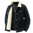thumbnail image 2 of Zedker Women's Corduroy Jacket Sherpa Fleece Lined Warm Winter Coat Button Down Casual Jackets for Men with Pockets Black L, 2 of 6