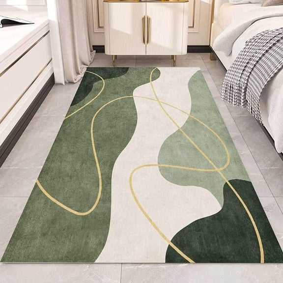 Modern Bohemian Style Rug, Fresh Style Dark Green Gradient Area Rug, Non-slip Easy To Clean Absorbent Durable Washable Rug For Living Room Bedroom Kitchen Entry 1x2ft