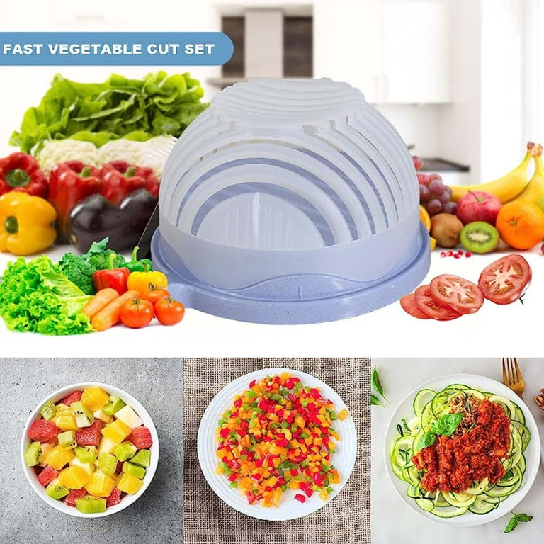 Salad Cutter Bowl, Upgraded Easy Salad Maker, Fast Fruit Vegetable Chopper  for Fresh Veggies (Blue) 