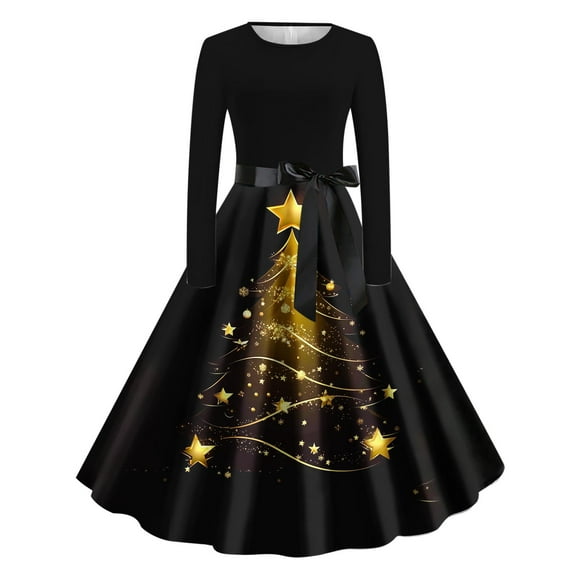 Cavosen Christmas Plus Size Bridesmaid Dresses Crew Neck Long Sleeve Midi Evening Gowns Ball Dress Elegant Wedding Guest Cocktail Party Dress