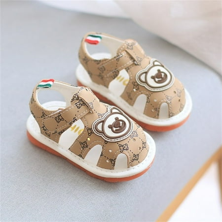 Wancir Boys Girls Summer Squeaky Sandals Closed-Toe Anti-Slip Premium Rubber Sole Toddler First Walkers Shoes
