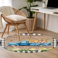 thumbnail image 4 of Black Plaid Easter Round Area Rug 3.3Ft Washable Circle Rugs for Dining Room Table, Truck Spring Floral Bunny Animals Wooden Non-Slip Carpet Floor Mats Indoor Outdoor Carpet Runner Home Decor, 4 of 8