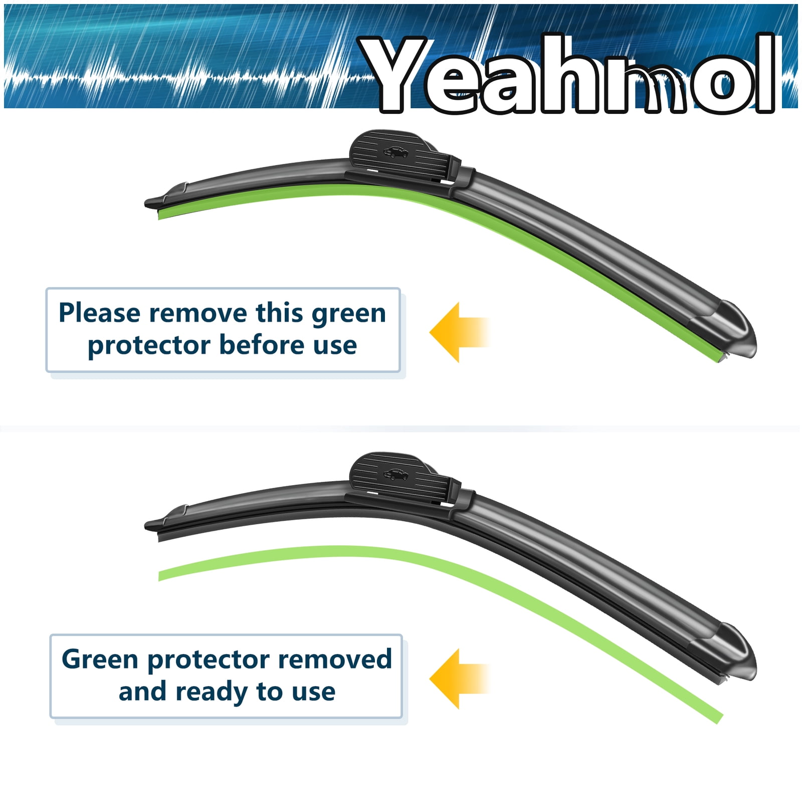 Yeahmol Front and Rear Windshield Wiper Blades (pack of 3) Fit For 2008-2006 Lexus RX400h，26"+22"+14A，Y28H3J10B