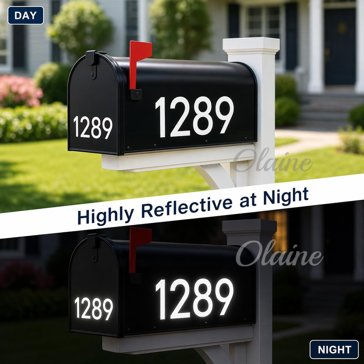 3 Inch Reflective Mailbox Numbers, 50 PCS  House Vinyl Stickers with Easy-Peel Tabs, Includes Squeegee & Masking Tape, Strong Self-Adhesive Numbers