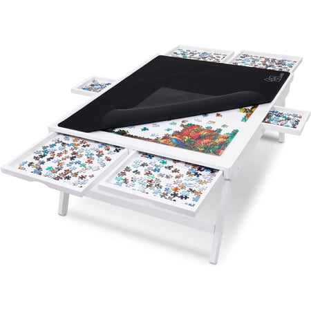 Jumbl 1500 Piece Puzzle Board Rack w/Mat, 27” x 35” Wooden Jigsaw Puzzle Table