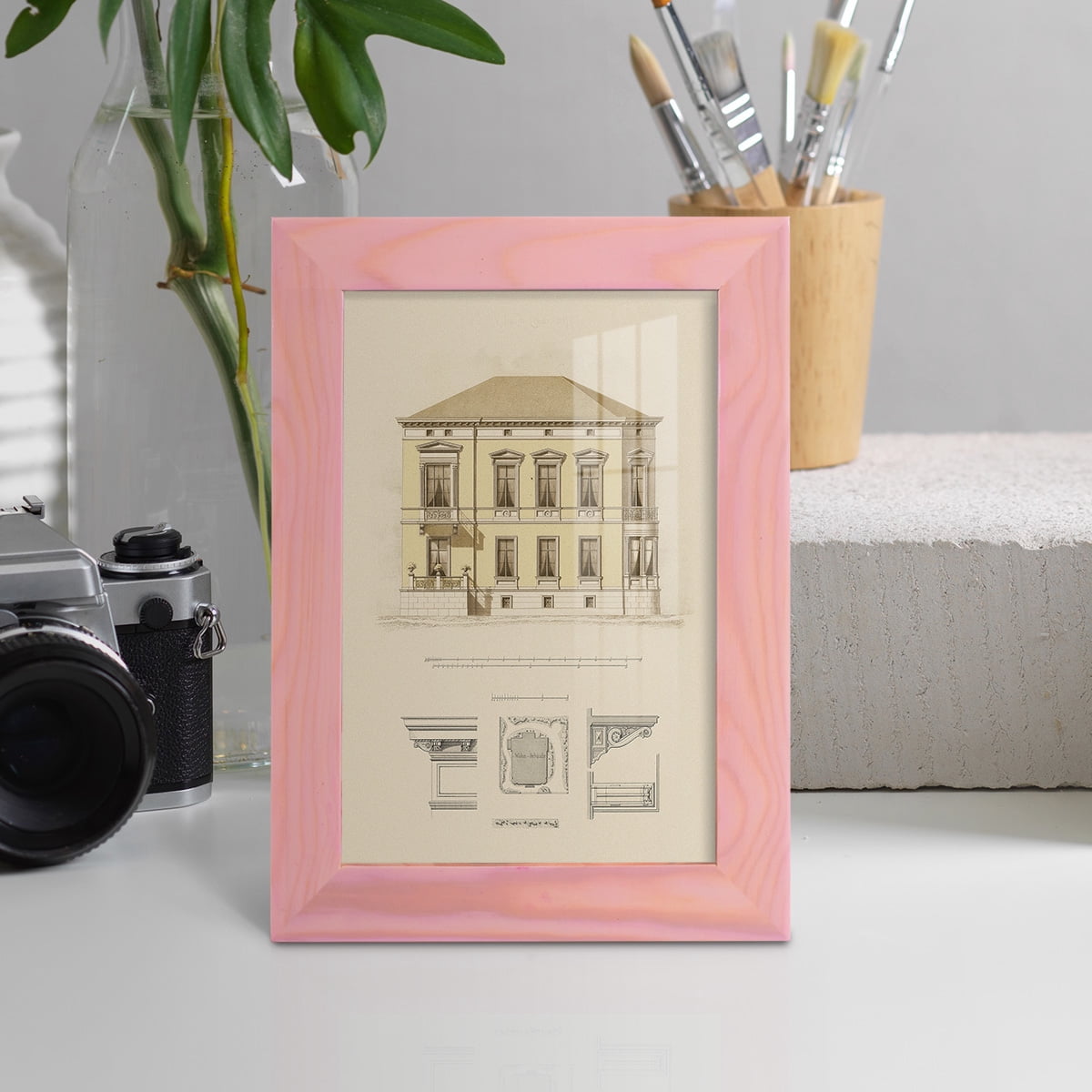 Estate and Plan VI -Framed Print w/glass-Sunset Pink