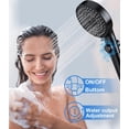 thumbnail image 4 of Cabezal de ducha con ahorro de agua de 5 modos - Alta presión - Cabezal de ducha ajustable con filtro, cierre con un botón, cabezal de ahorro de agua sin manguera (negro) Lumten, 4 of 5