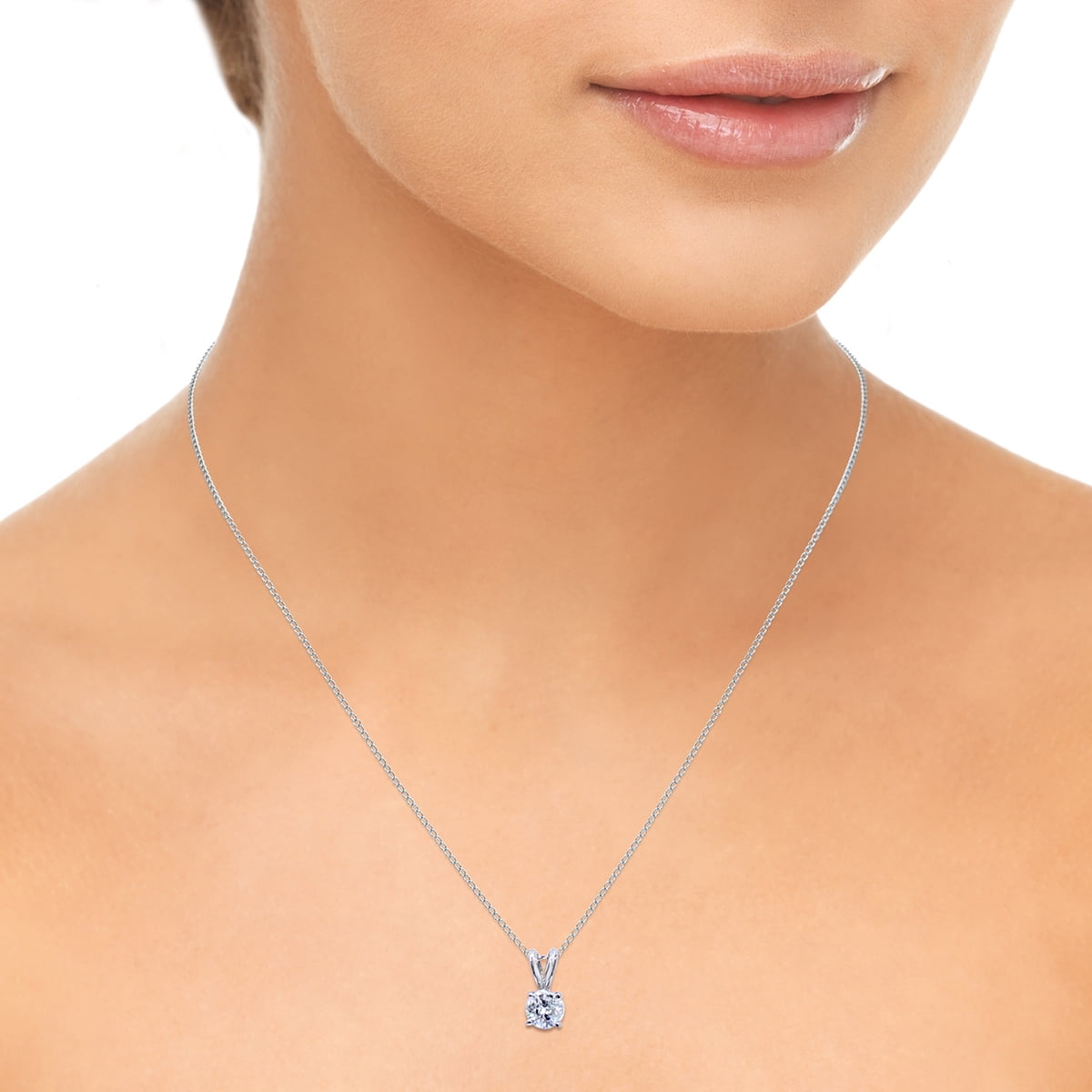 SZUL Women's 3/8 Carat Round Diamond Solitaire Pendants In