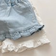 thumbnail image 6 of XBASW Baby Toddler Girls Soft Denim Shorts Solid Color Hot Pants Wooden Ear Edge Summer Jeans Shorts for 1-6 Years Kids, 6 of 9