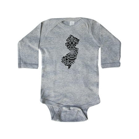 

Inktastic New Jersey Silhouette Mandala Gift Baby Boy or Baby Girl Long Sleeve Bodysuit