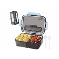 thumbnail image 1 of Fiambreras con 3 Compartimentos y Cubiertos,1500ml, con Cuchara y Tenedor, Portátil Sellada Crisper Caja de Almuerzo Xtellar negro, 1 of 4