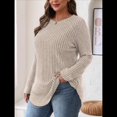 thumbnail image 4 of Camisas de Larga para Mujer, Blusas Tipo Túnica para Mujer, Suéteres Básicos Holgados y Elegantes con Cuello Redondo para Mujer. Albaricoque S, 4 of 7