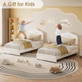 thumbnail image 7 of Towallmark Twin Size LED Bed Frame with Storage Drawer, Cute Velvet Upholstered Platform Bed with Headboard, No Box Spring Needed, Wooden Slats, Noise Free, White, 7 of 7