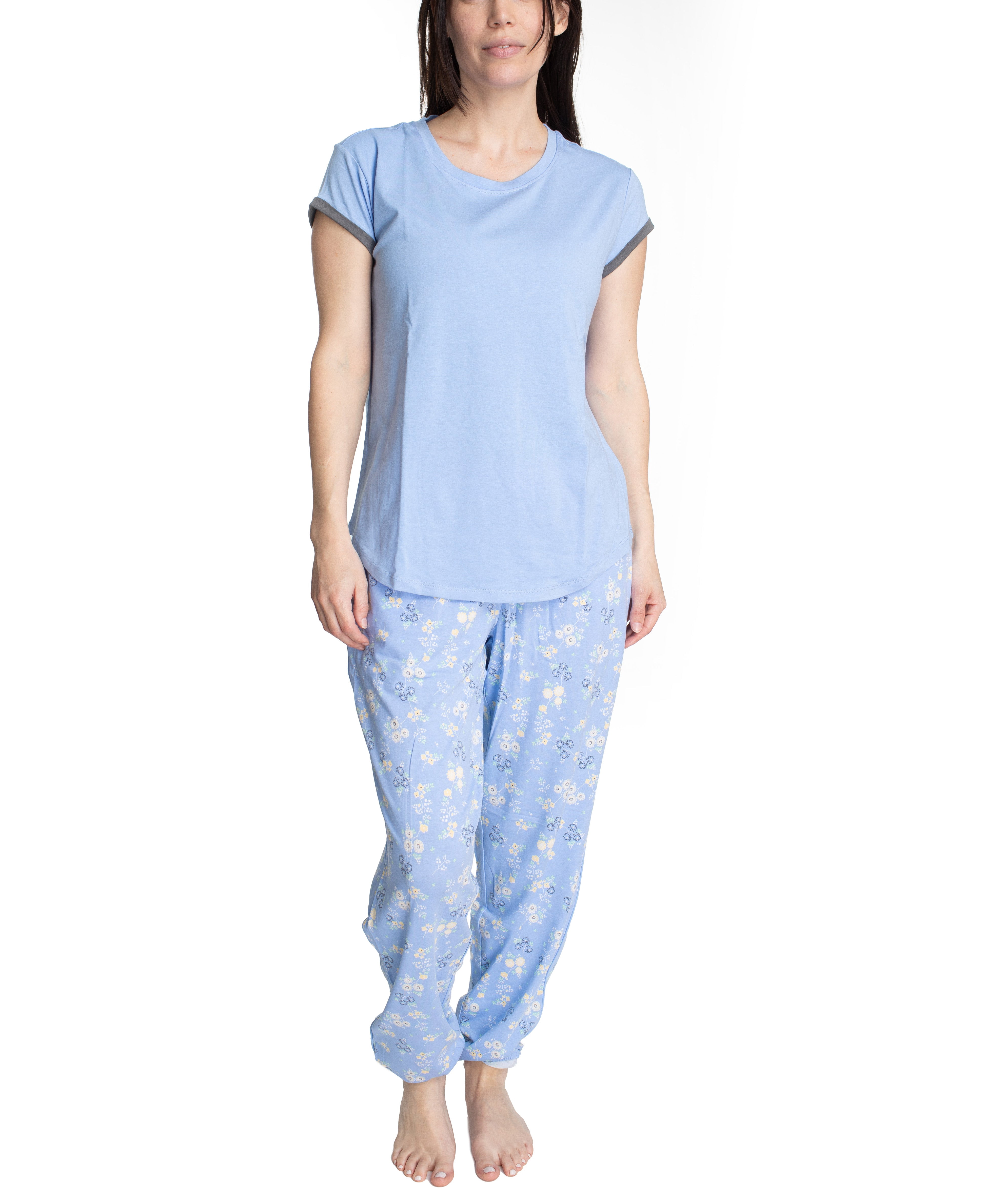 Hanes Women's Soft Retro Short Sleeve Top and Jogger Sleep and Lounge