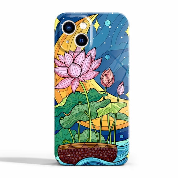 Moon Flower Case Compatible with iPhone 14 Plus,Aesthetic Art Design Full Cover Protective Case