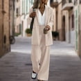 thumbnail image 1 of Pantalones Trajes de traje de dos piezas para mujer Conjuntos de traje casual de negocios de color sólido Primavera Otoño Ygjytge Beige T XL para Mujer, 1 of 6
