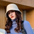 thumbnail image 4 of Women Fashion Autumn Winter Hip Hop Warmer Felt Wool Hat Warm Hats Fishing Cap Bucket Hat BLACK, 4 of 8