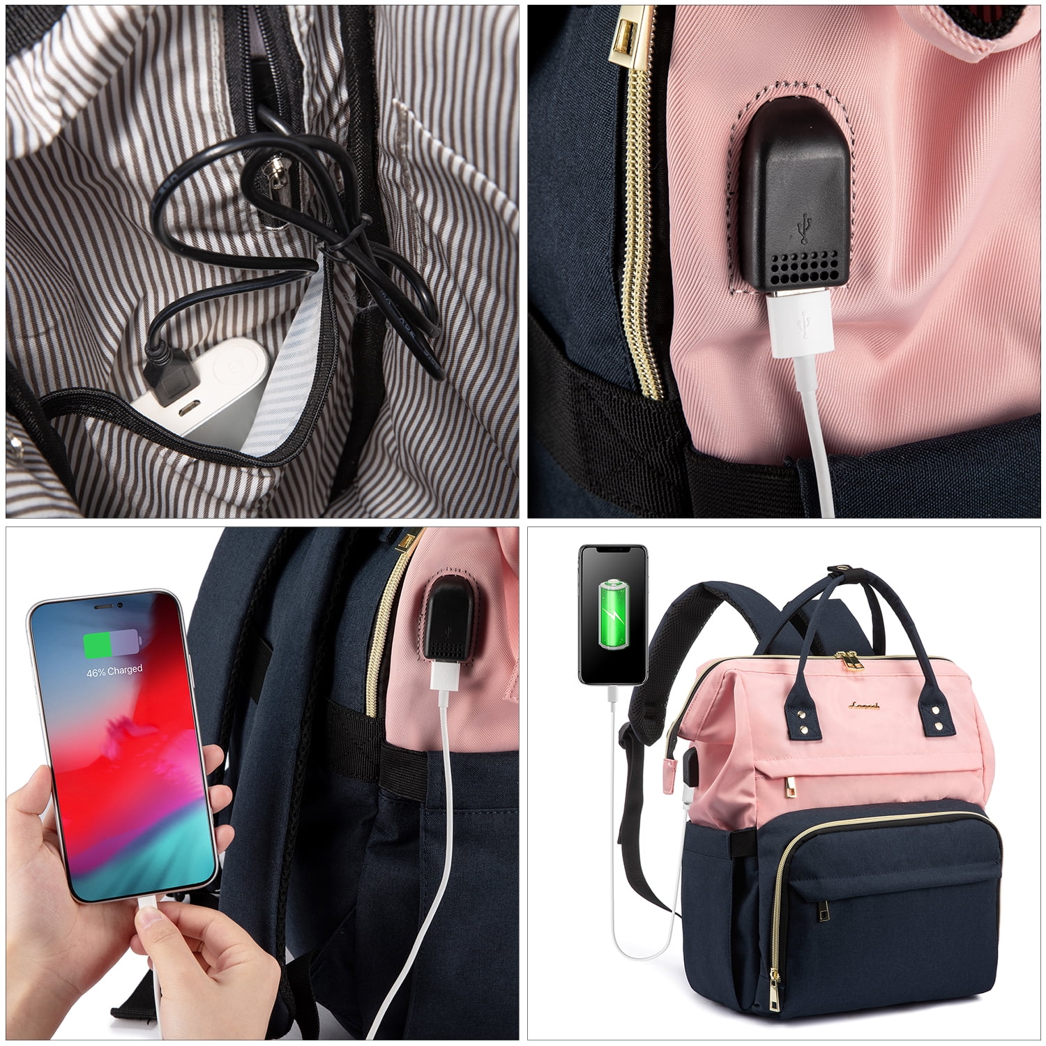 Lovevook Laptop Backpack for Women,17inch Business Computer Bag Teacher Nurse Backpack Purse with Anti-Thief Pocket, Larger Waterproof Travel Bag College Backpack with USB Charging Port