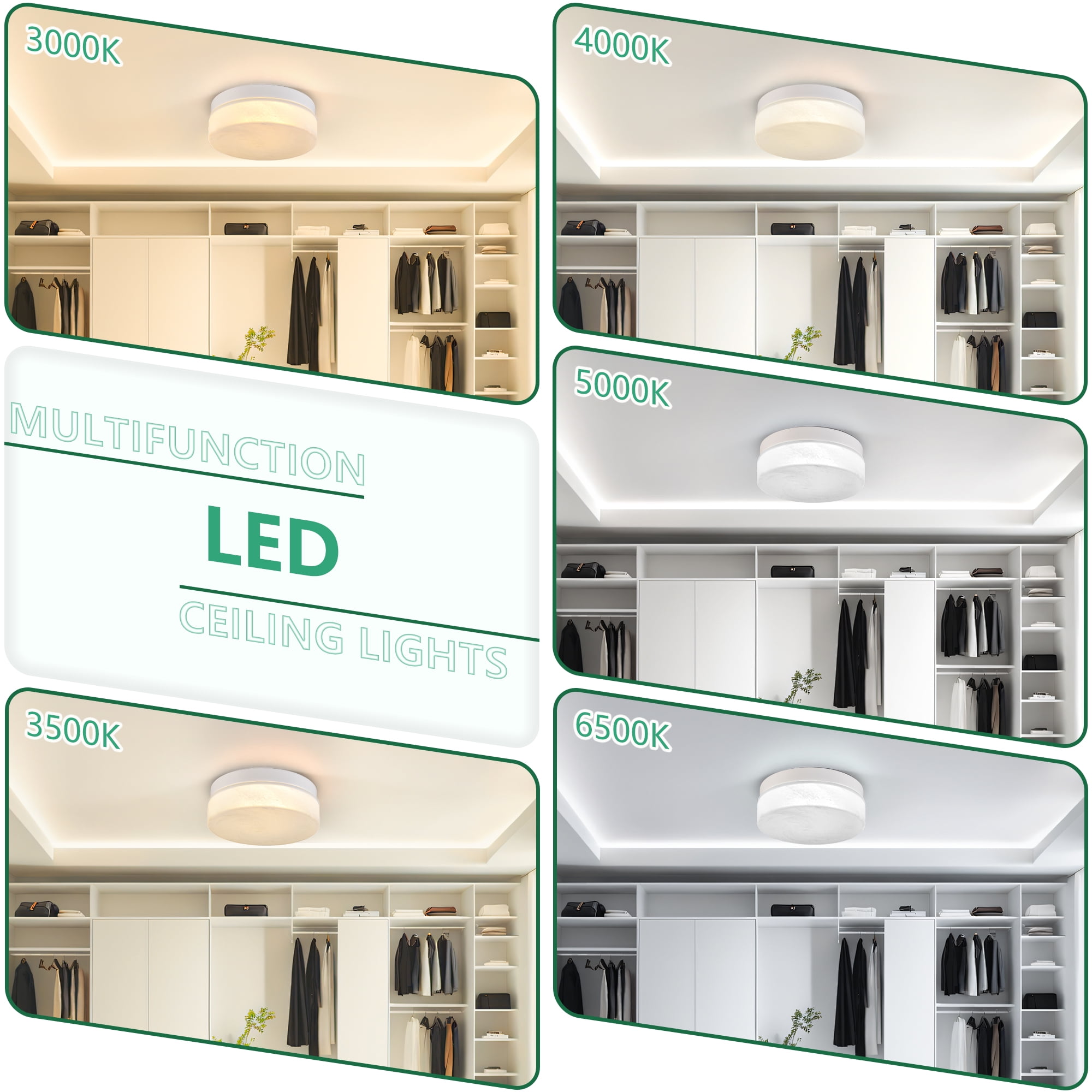12 Inch LED Flush Mount Ceiling Light, 24W Low Profile Round Ceiling Lamp, Slim Modern Close to Ceiling Light Fixture for Bedroom, Living Room, Dining Room, Hallway, Kitchen, White