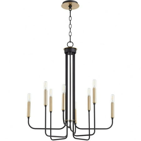 

Rhodfa Clifton 8 Light Chandelier in Soft Contemporary Style-29 inches Tall and 24.75 inches Wide-Textured Black/Aged Brass Finish Bailey Street Home