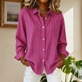 thumbnail image 3 of Oplxuo Striped Button Down Shirts for Women Cotton Dress Shirt Long Sleeve Collared Blouse Tops Business Office Attire, 3 of 4