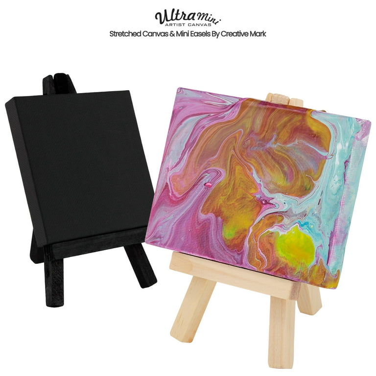 2 x 3 Stretched Canvas with 5 Mini Wood Display Easel Kit, 12 Pack