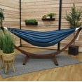 thumbnail image 4 of Vivere Double Cotton Hammock with Solid Pine Arc Stand - Blue Lagoon (8ft) (FSC Certified), 4 of 7