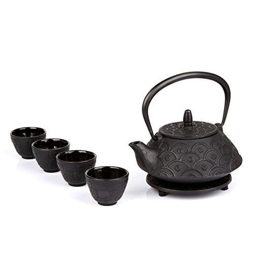 24 fl oz Red Archaize Japanese Cast Iron Teapot Tetsubin Infuser Tea Set 